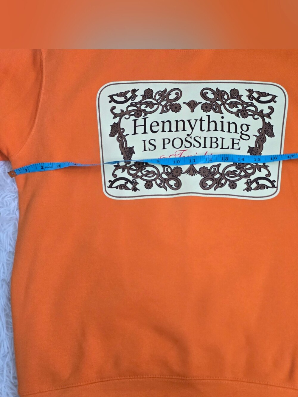 3Forty Hennything Is Possible Men's Bright Orange Graphic Sweatshirt - Picture 8 of 10